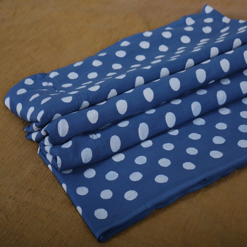 Trade Star 100% Cotton Beautiful Running Fabric 3 Yard Hand Block Printed Textile Polka Dot Fabric for Home Decor Handmade Indigo Cloth for Dressmaking Width 44 Inches - Image 3